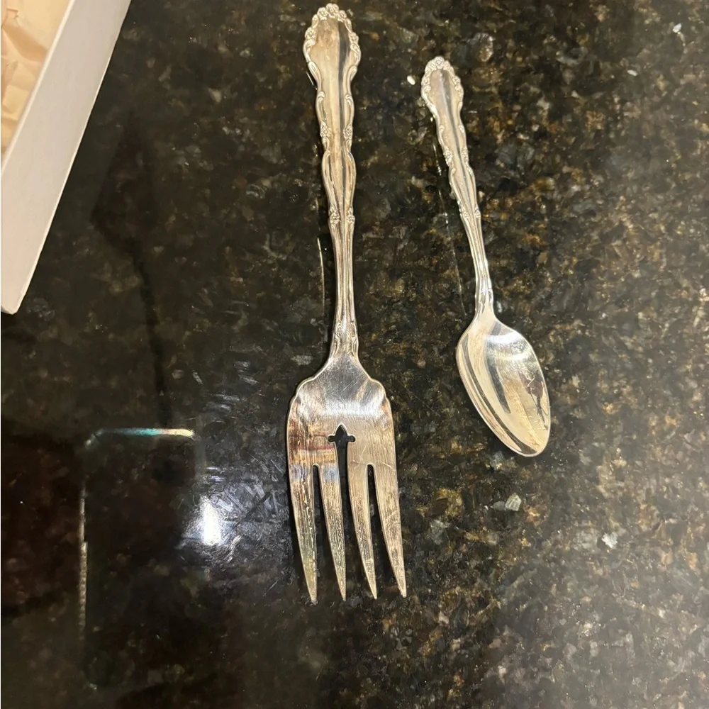 Silver plated fork and spoon
